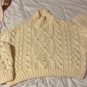 Women's Cream Sweater with Embellishments